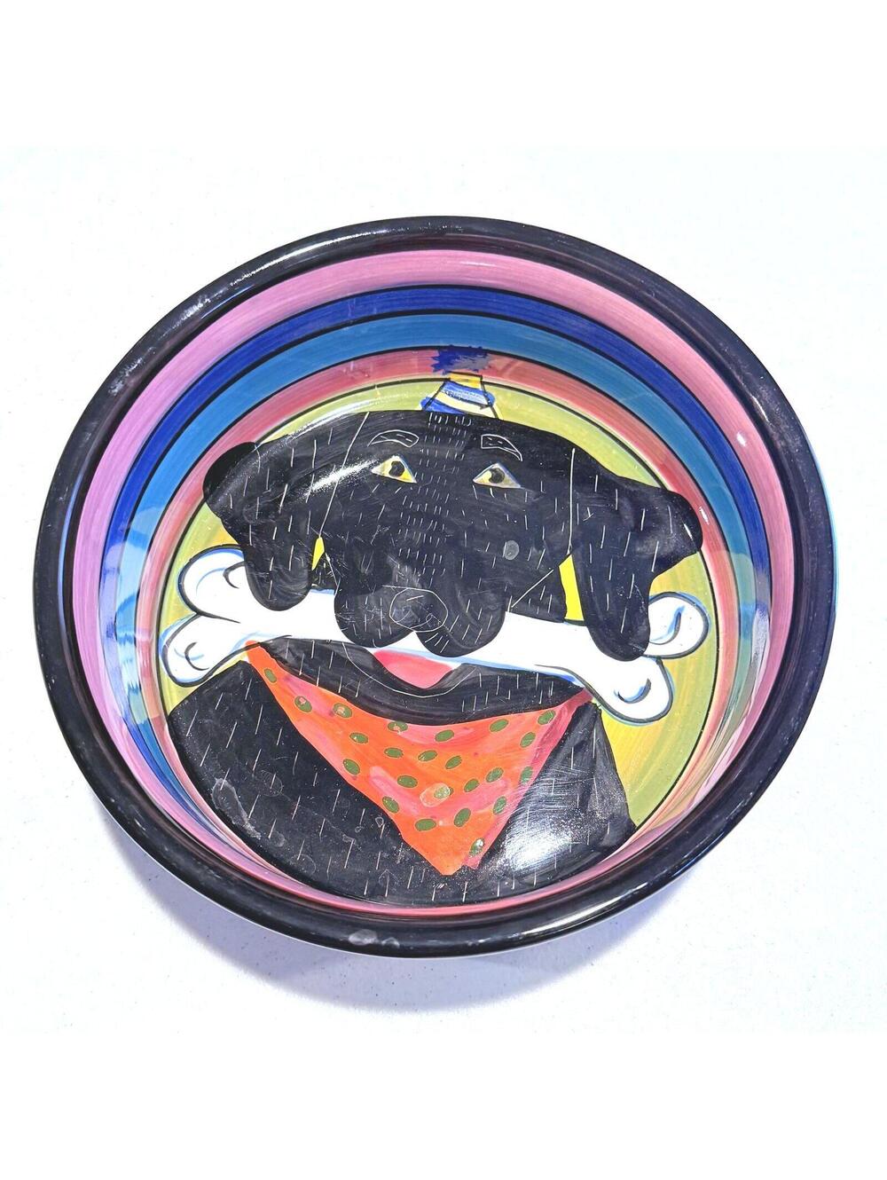 Naylor Designs Ceramic Handpainted Happy Birthday Dog Water Food Bowl